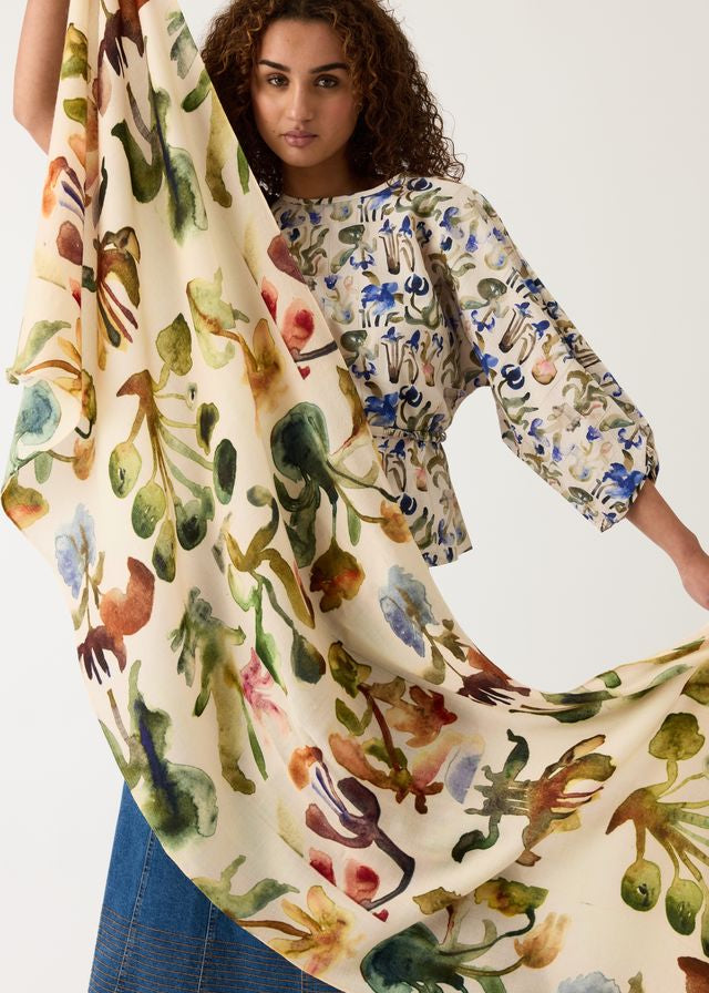 Nancybird Wool Scvarf in Warm Watercolour