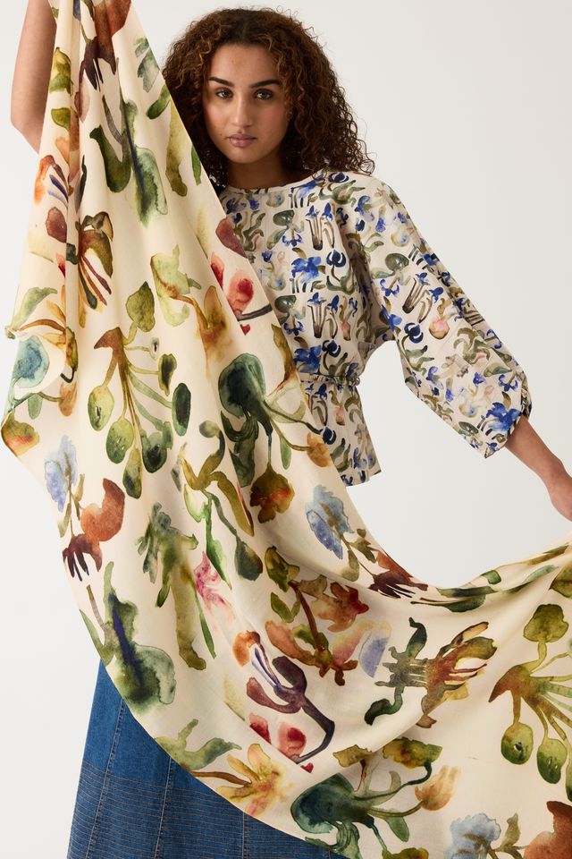 Nancybird Wool Scvarf in Warm Watercolour