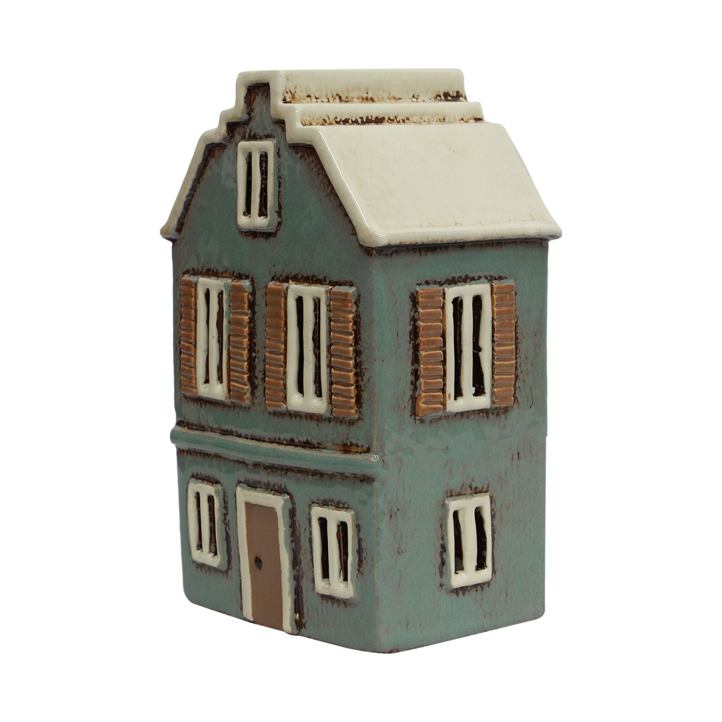 Alsace Tealight House with Shutters Blue