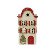 French Country Alsace Tealight Villa Christmas Stone with Red Shutters