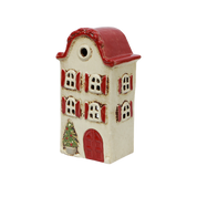 Alsace Tealight Villa Christmas Stone with Red Shutters