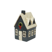 French Country Alsace Tealight Cottage Navy with Wreath
