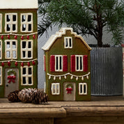 Alsace Tealight House Christmas Green with Shutters