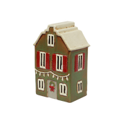 Alsace Tealight House Christmas Green with Shutters