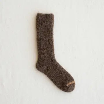 Yahae Alpaca Loop Slipper Socks in Dark Brown