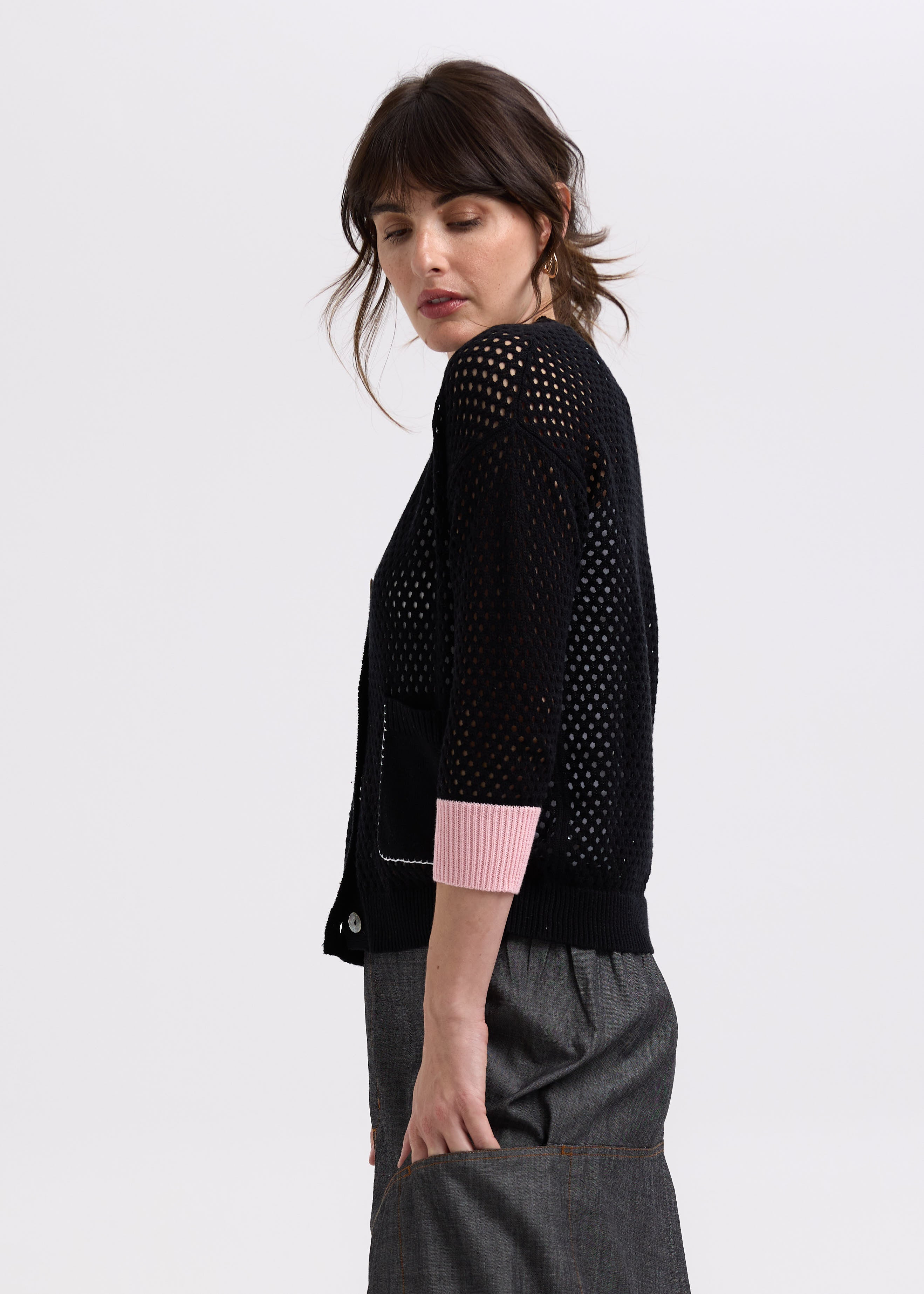 Holey Cardi- Black