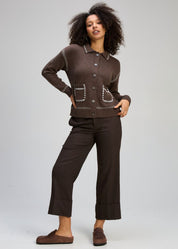Zaket & Plover Tailored Cardi in Cocoa