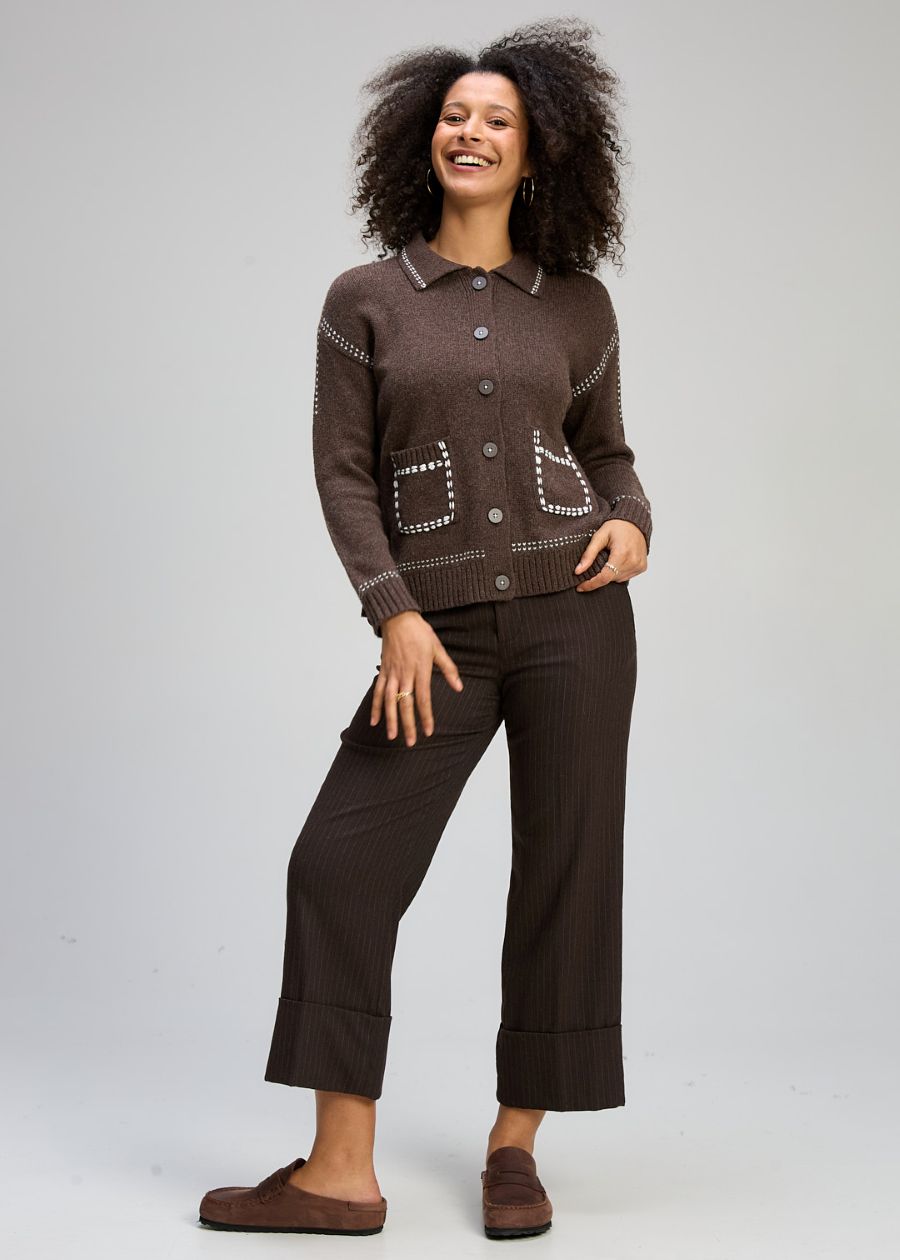 Tailored Cardi- Cocoa