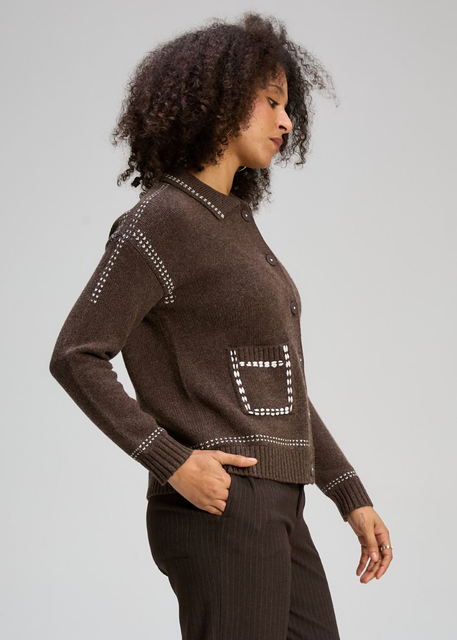 Tailored Cardi- Cocoa