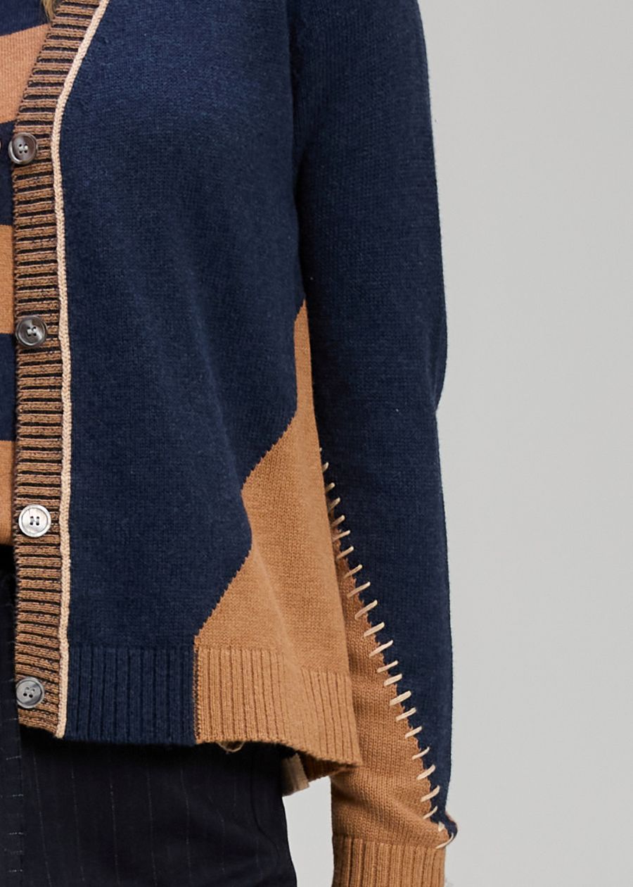 Dual Stitch Cardigan- Cinnamon