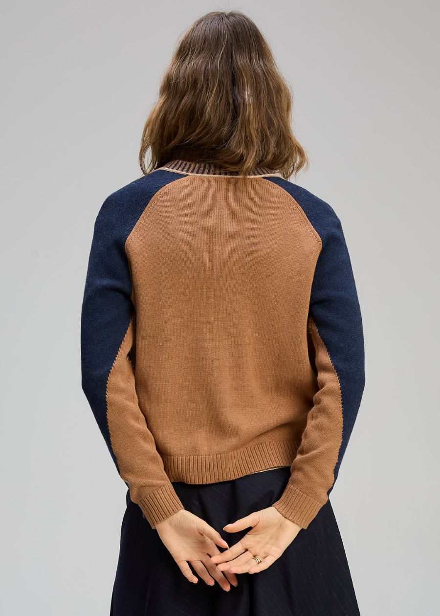 Dual Stitch Cardigan- Cinnamon
