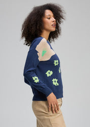 Petal Play Cardigan- Denim