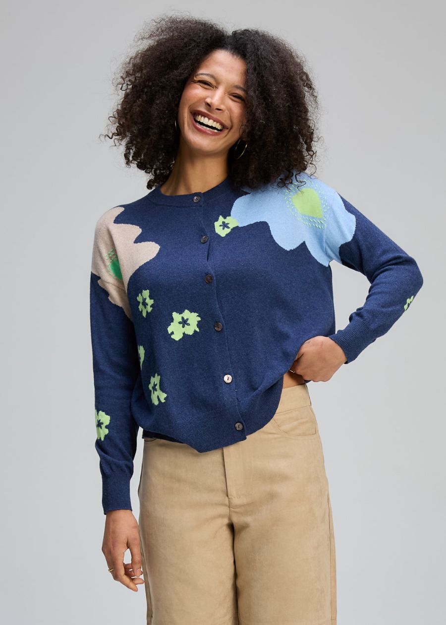 Petal Play Cardigan- Denim