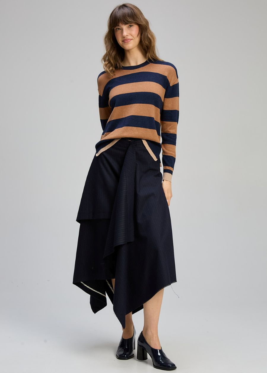 Zaket & Plover Clash Stripe Knit in Dark Denim