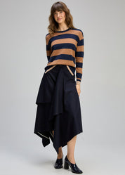 Zaket & Plover Clash Stripe Knit in Dark Denim