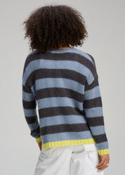 Cozy Kid Stripe V Neck- Mist