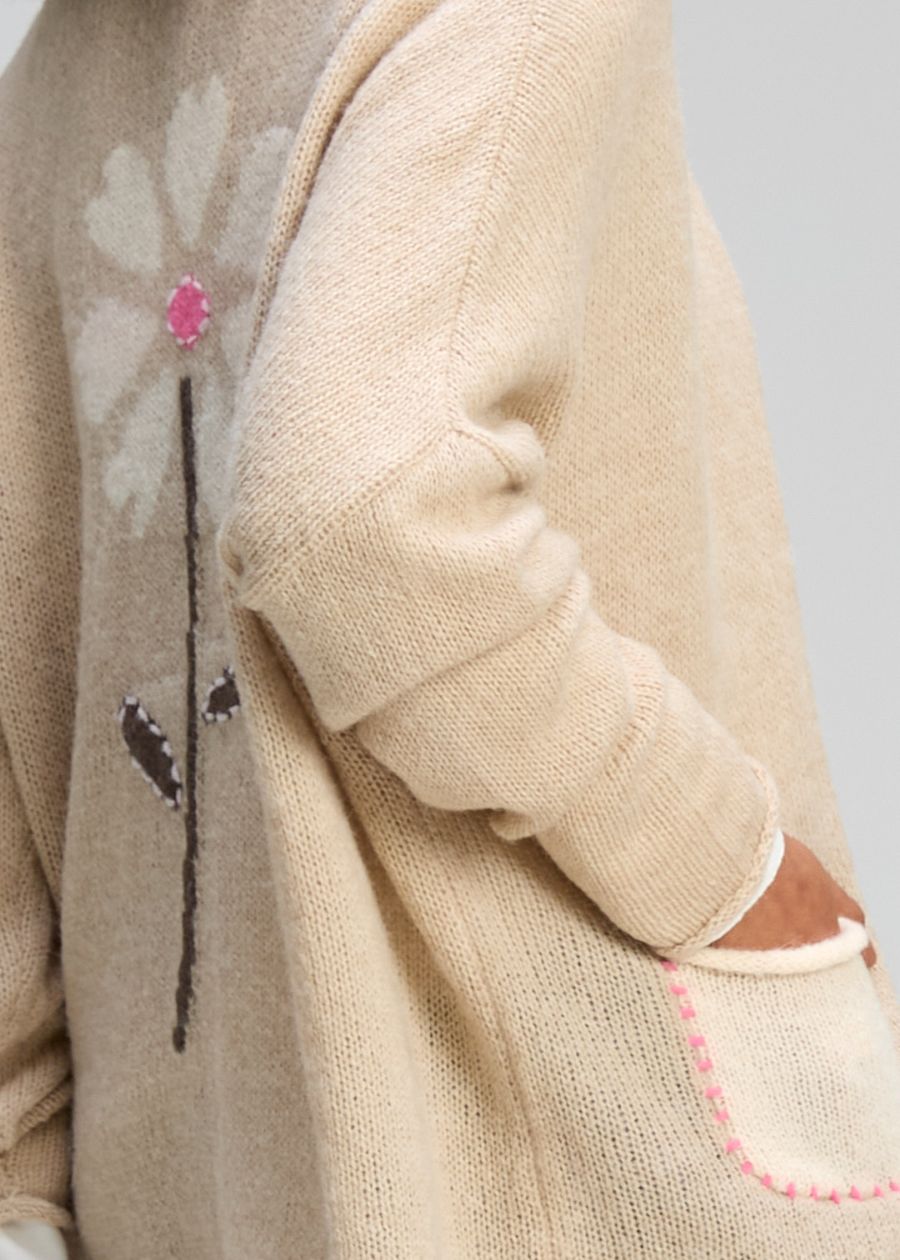 Bloom Back Cardi- Mink