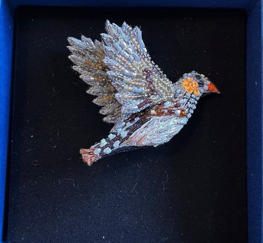 Zebra Finch Brooch