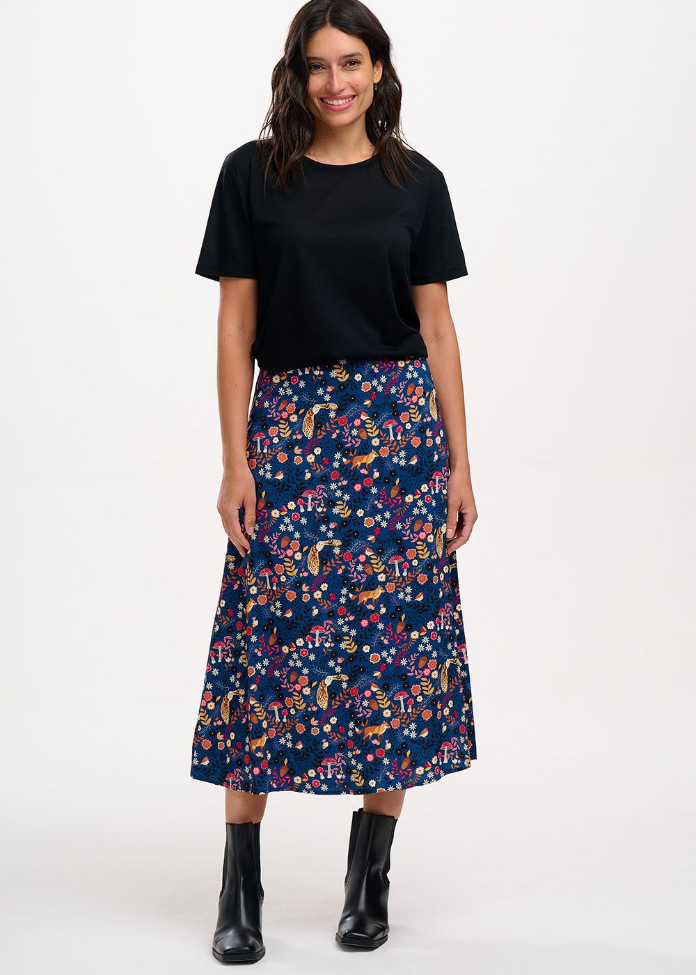 Sugarhill Brighton Zora Skirt in Navy Midnight Woodland Print