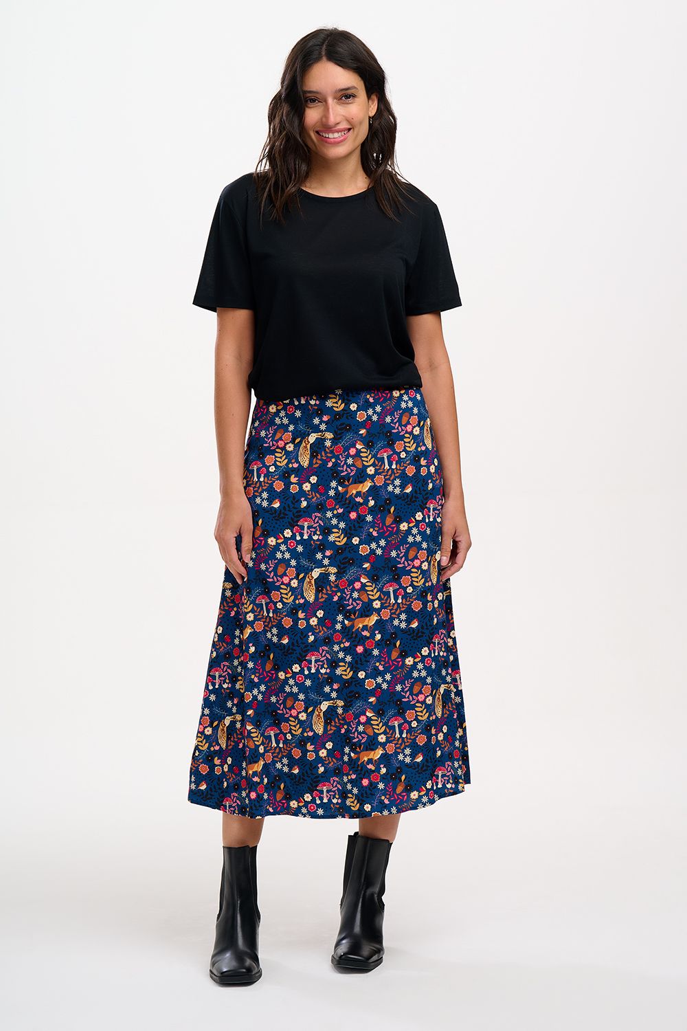 Sugarhill Brighton Zora Skirt in Navy Midnight Woodland Print