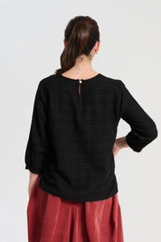 Ella Seersucker Chemise- Black