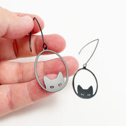 Mini Black Cat Earrings