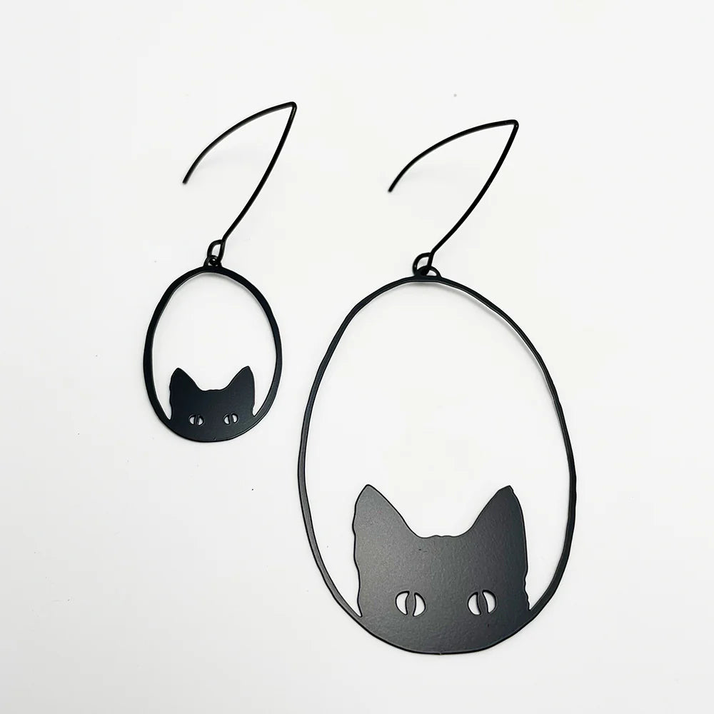 Mini Black Cat Earrings