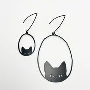 Mini Black Cat Earrings