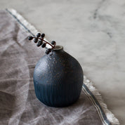 Roshi Cucumis Ceramic Small Vase in Blue Speckle