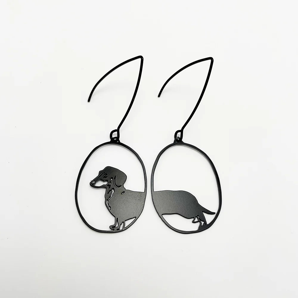 Den & Co Mini Dachshund Black Earrings