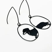 Mini Black Dachshund Earrings