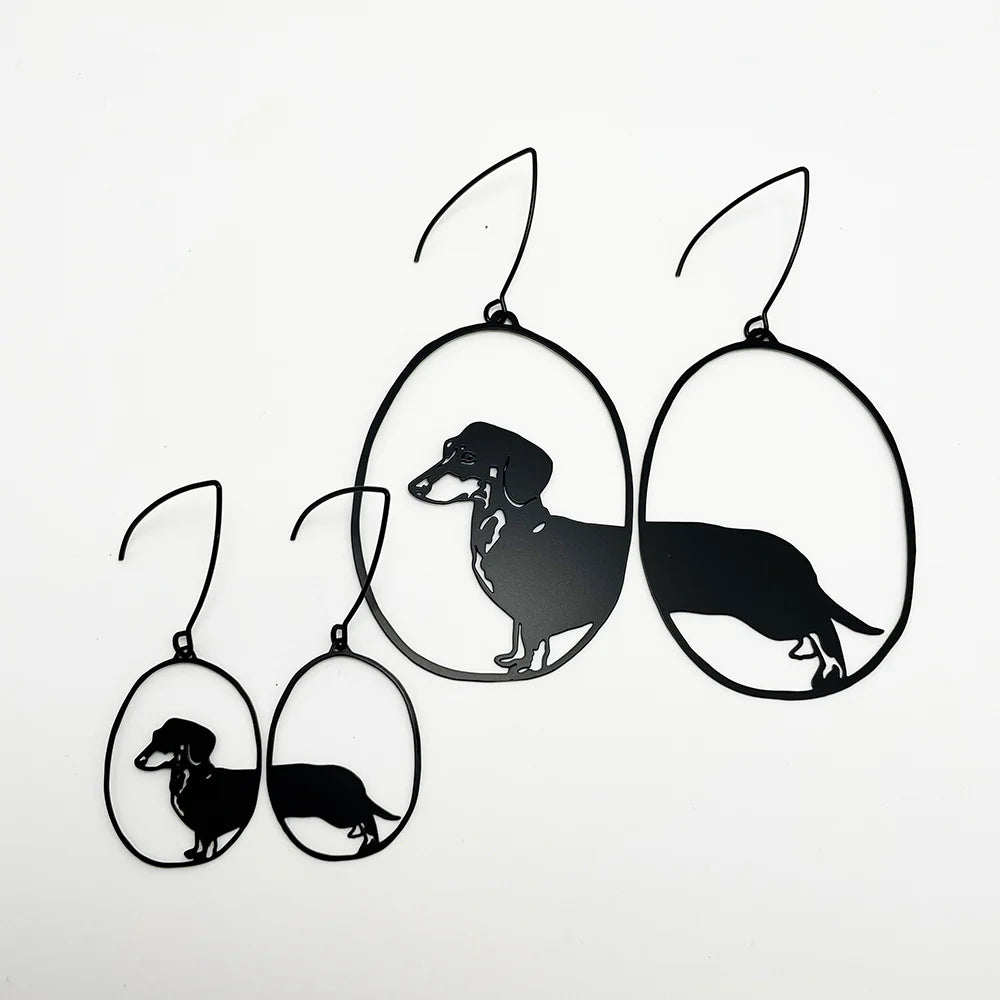 Mini Black Dachshund Earrings