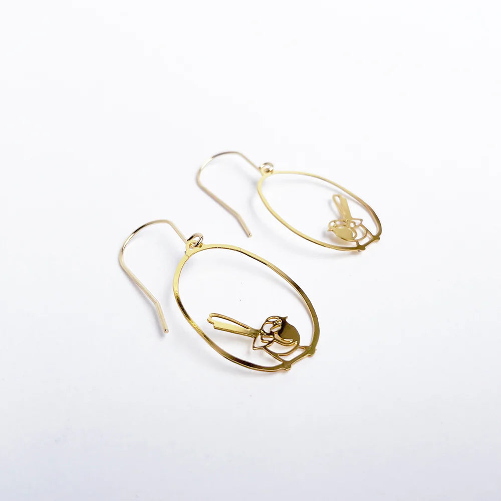 Mini Fairy Wren Earrings- Gold