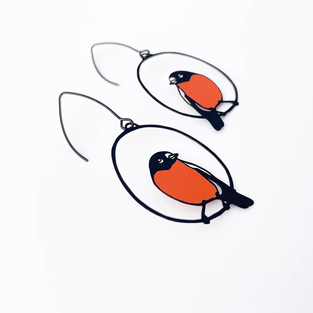 Midi Flame Robin Earrings- Black