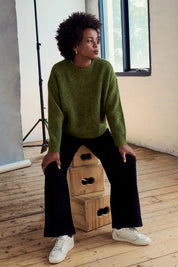 Aspen Alpaca Knit Sweater- Moss