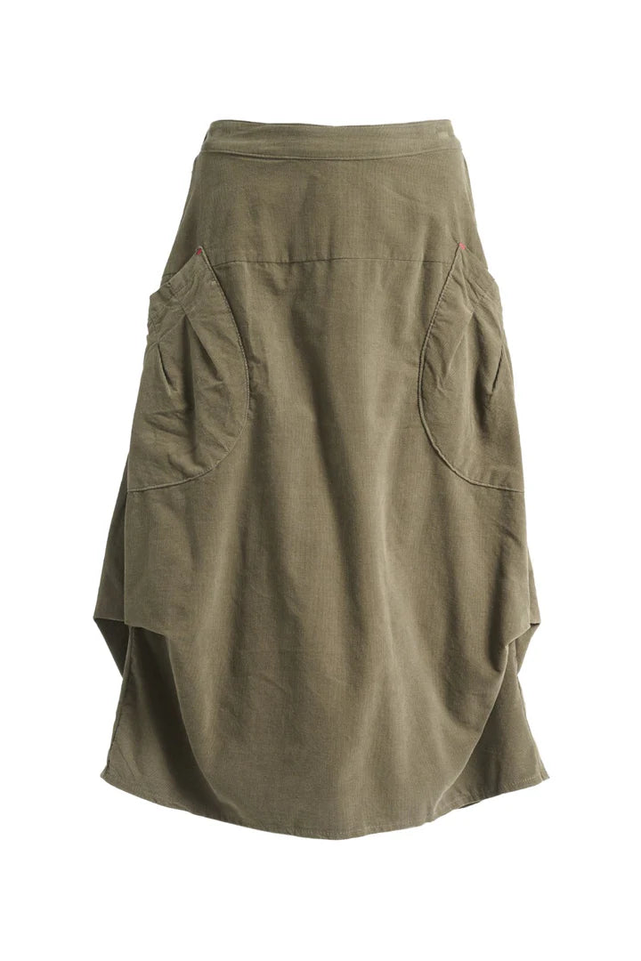Olga de Polga Milwaukee Marlowe Fine Cord Skirt in Olive