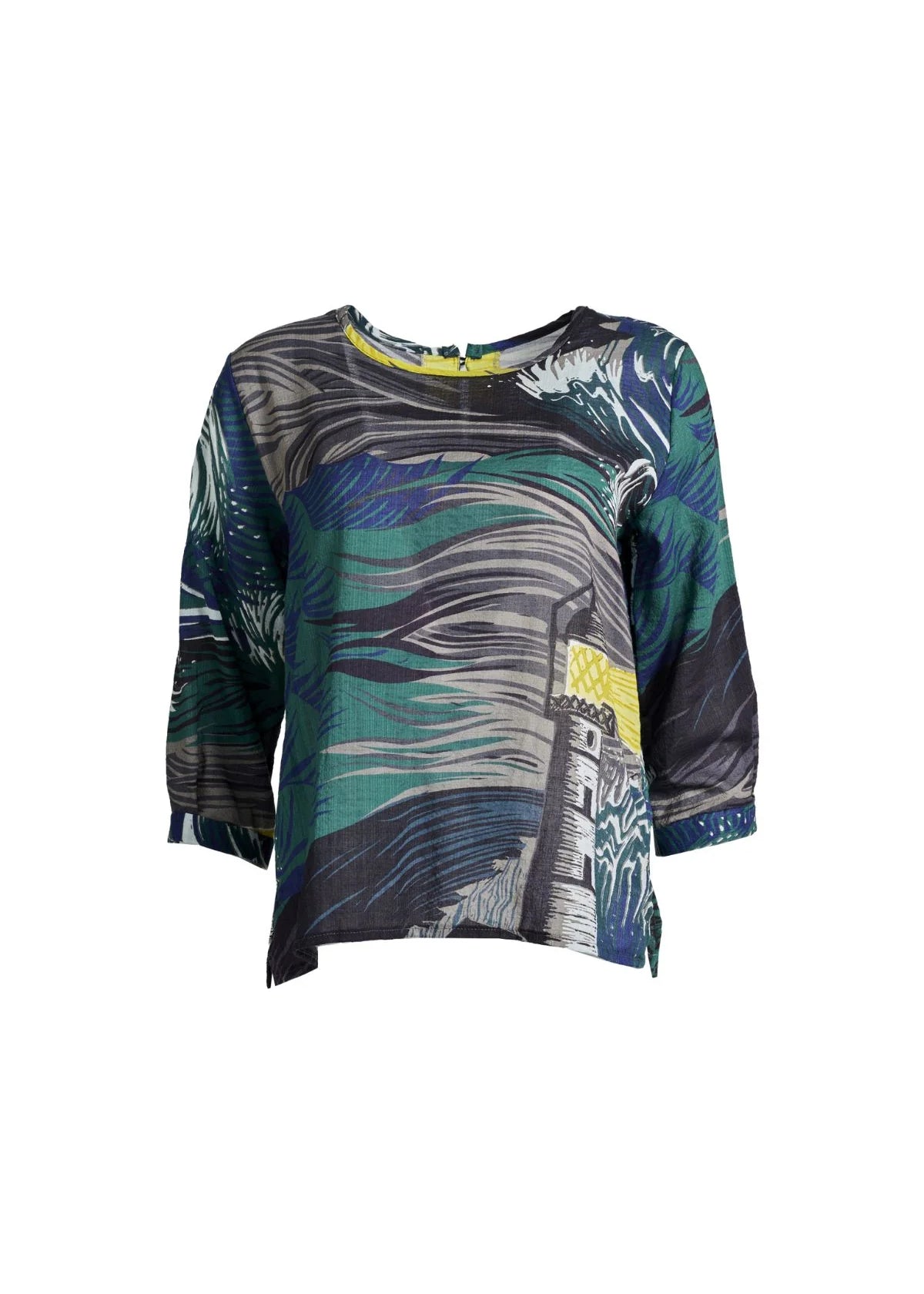 Olga de Polga Isla Seersucker Chemise in Storm Print