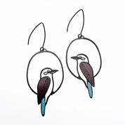 Denz & Co Midi Kookaburra Earrings in Brown/Black/Blue