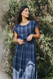 Amelie Linen Skirt- Blue Check