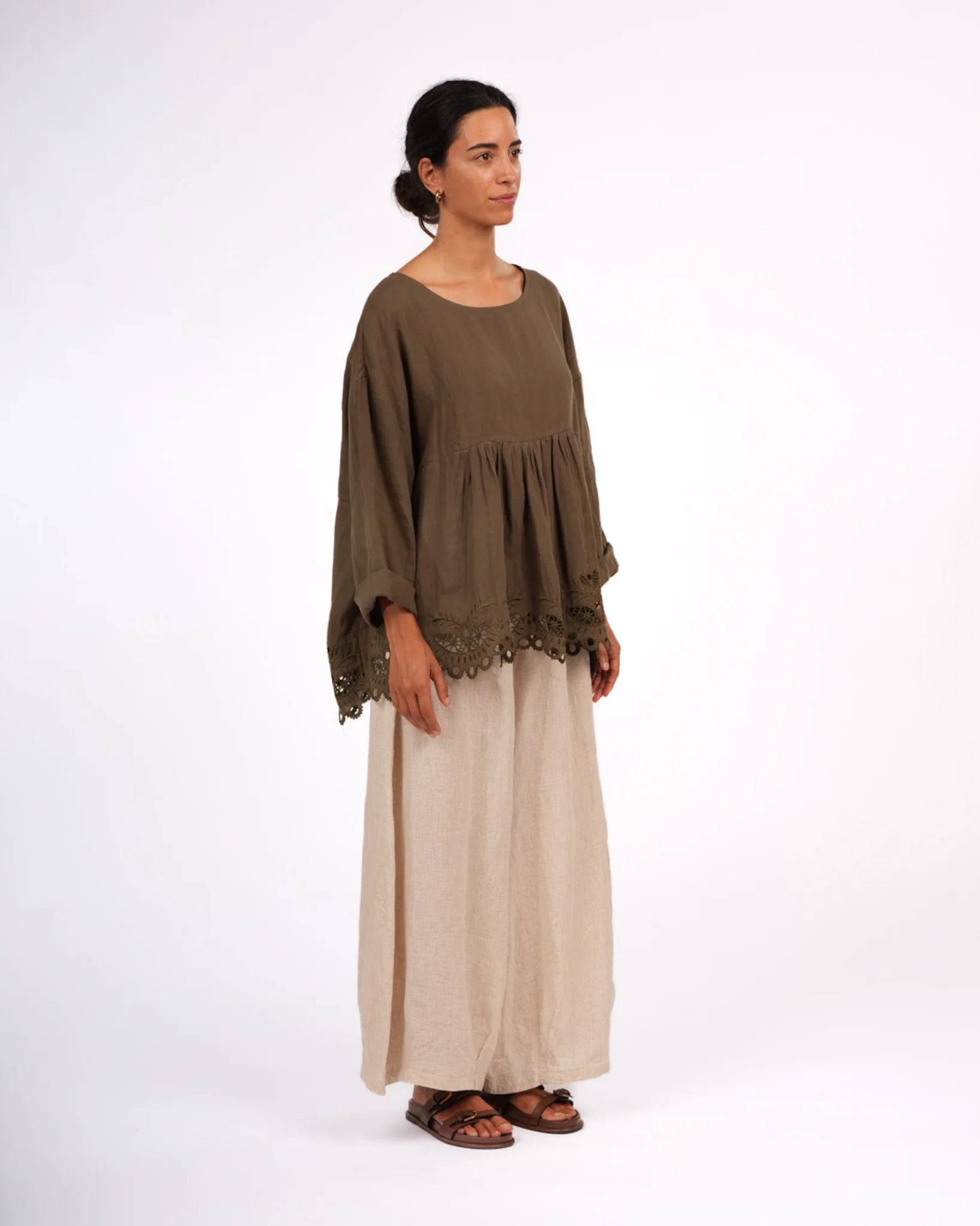Embroidered French Linen Blouse