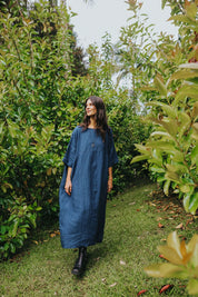 Montagne Noa Oversized Indigo Linen Dress