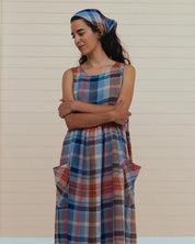 Sartene Linen Dress- Multi Check