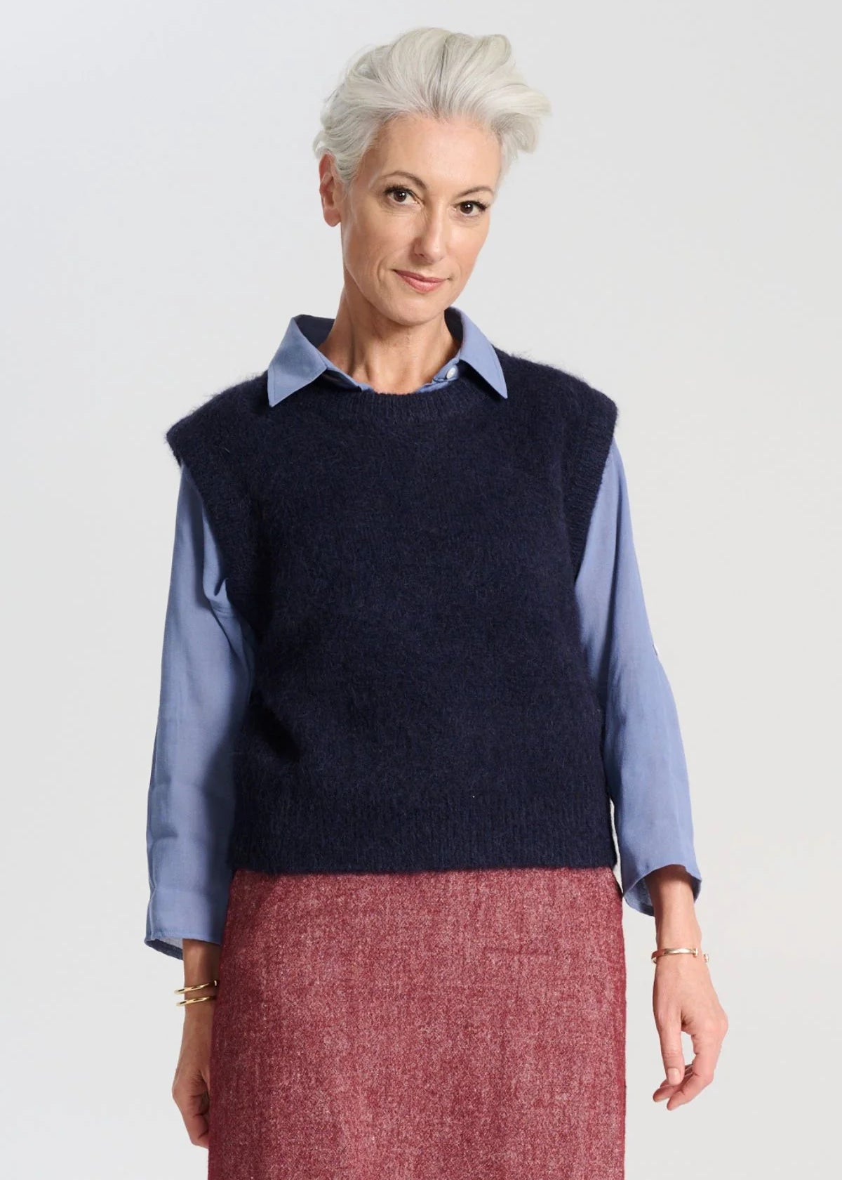 Olga de Polga Aspen Alpaca Knit Vest in Navy
