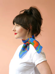Square Silk Cotton Scarf- Parakeet
