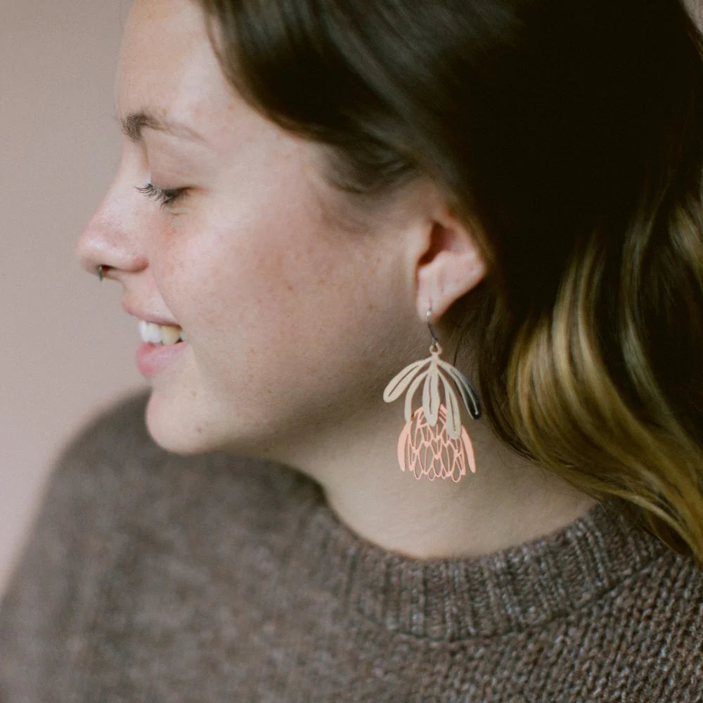 Protea Flower Dangle Earrings