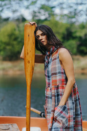 Sartene Linen Dress- Multi Check