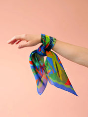 Square Silk Cotton Scarf- Parakeet