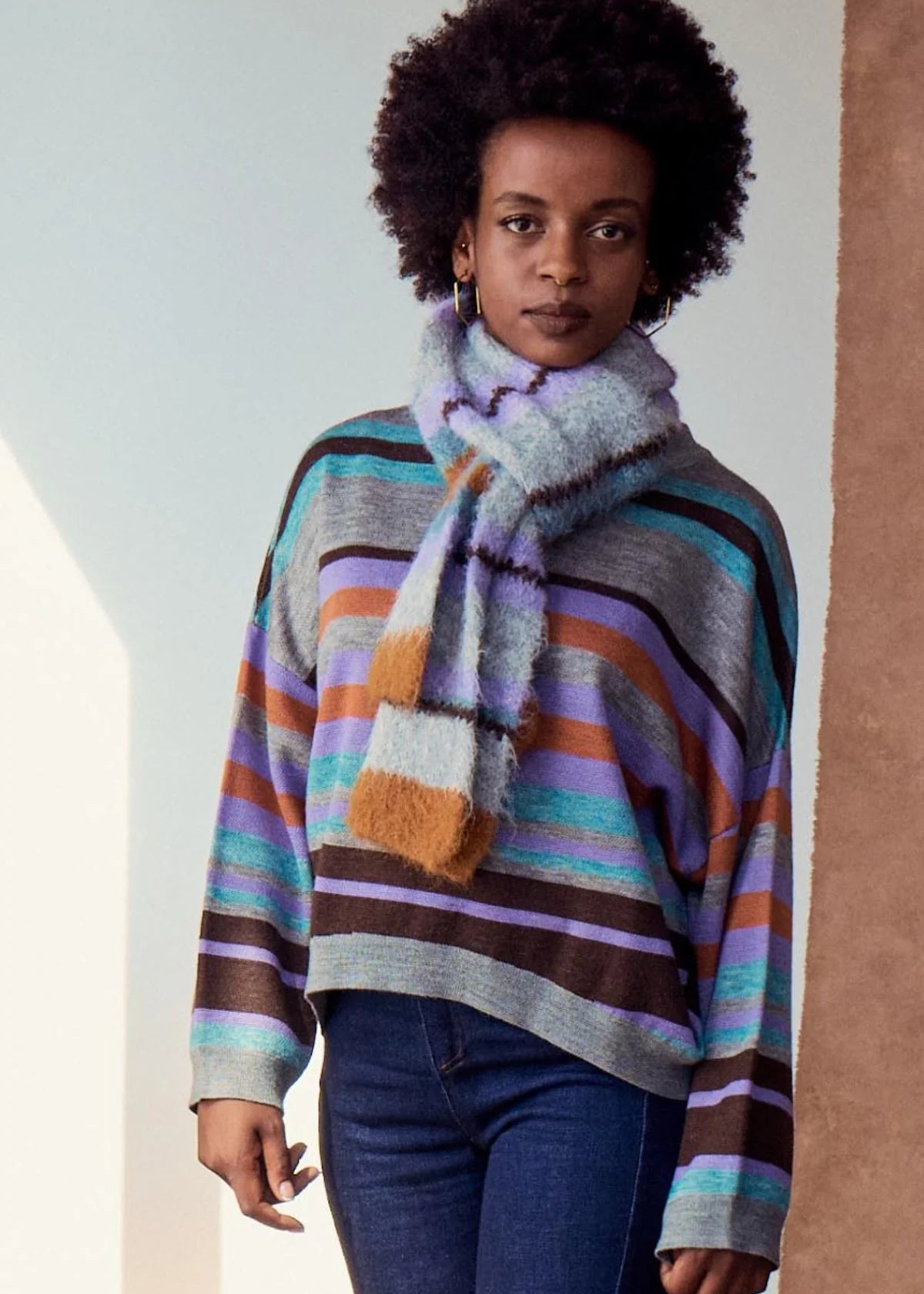 Olga de Polga Colorado Mohair Knit Scarf in Sea
