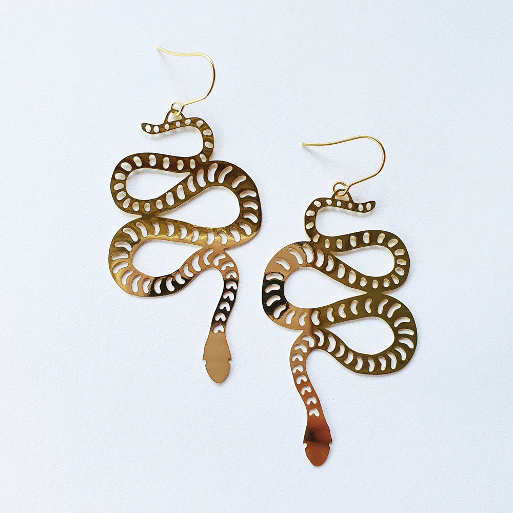 Denz & Co Gold Snake Earrings