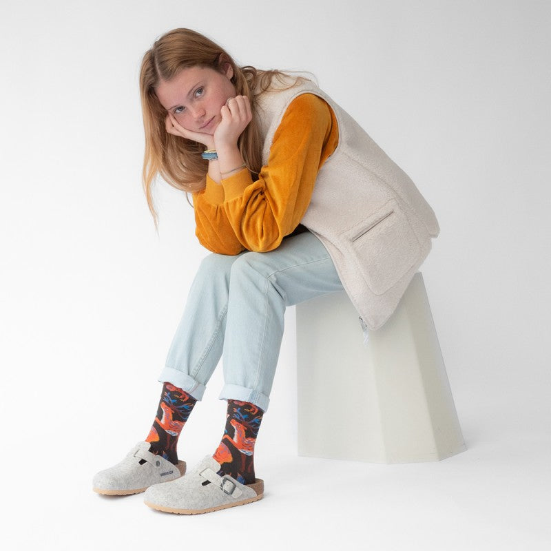 Bonne Maison Cotton Crew Socks in Shadowland Animal print